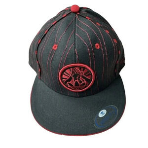 Adidas Hat 7 1/4 Black Red Pinstripe Embroidered Fitted Soul Power